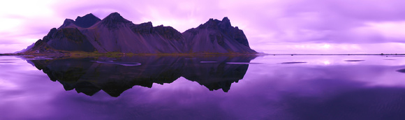 vestrahorn purple sunset pano