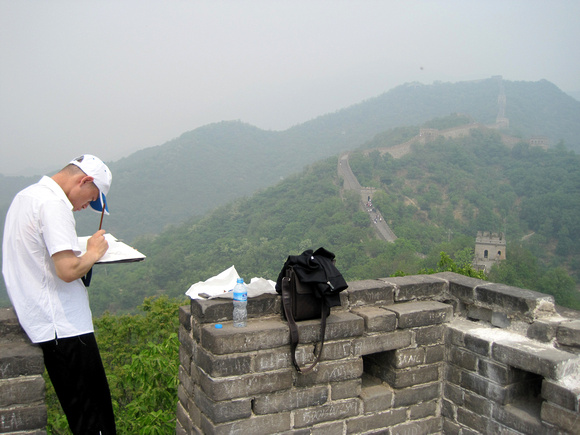 Artist Painting the Mutianyu Great Wall